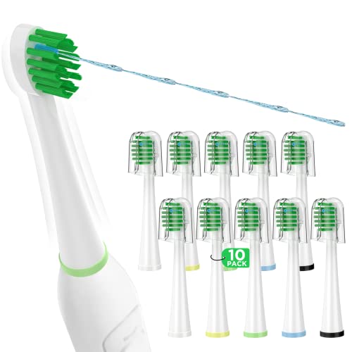 Replacement Toothbrush Heads for All Waterpik Sonic Fusion Models (SF-01, SF-02, SF-03, and SF-04 Series), Compact, with Covers, 10 Count, White