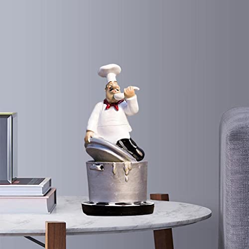 NC 2 Unidades de Enfeites Decorativos de Resina, Estátua de Cozinheiro de Cozinha Sente-se No Barril