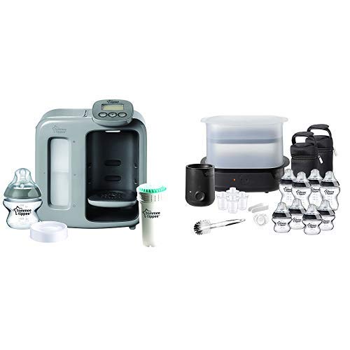 Tommee Tippee Perfect Prep Day & Night, Grey + FFP Complete Feeding Kit, Black