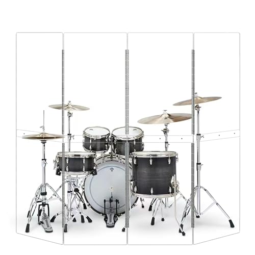 Drum Shield | Portable 4-Panel 2ft x5ft Acrylic Sound Barrier | Full-Length Stainless Steel Hinges | Drum Cage for Home, Church, Practice & Performances.(4 panels)