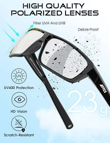 Image of ATTCL Polarized Sunglasses Men for Fishing: UV Protection Lightweight TR90 Sports Wrap Sun Glasses Driving Golf Running