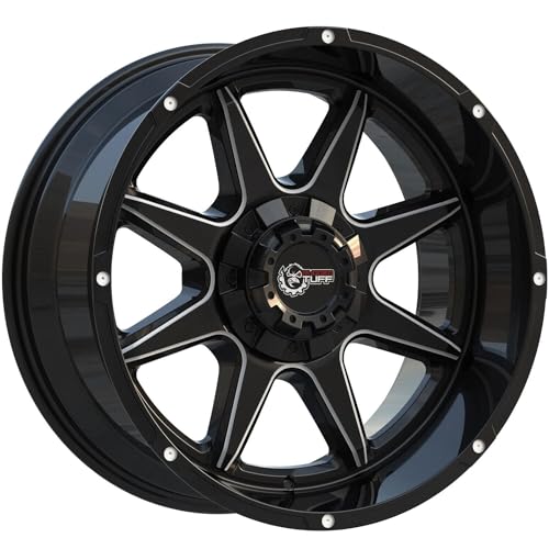 Rugged TUFF RT800 Wheels Rims Gloss Black Milled Accent Finish 5x150 5x5.5 5x139.7 20x10 Compatible With Dodge Ram 1500 5 Lug Set of 4