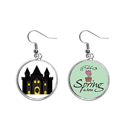 Pendientes de primavera ligeros antiirritación tipo colgante de castillo colorido