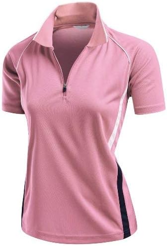 Women's Coolmax 2 Tone Collar Zipup Polo T-Shirt
