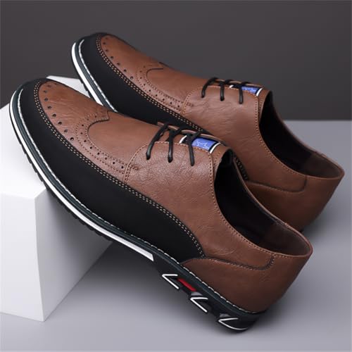 Image of Men's Casual Dress Oxfords Shoes Business Formal Italy Prince Classic Oxford Lace Up Craft Mesh Sneakers