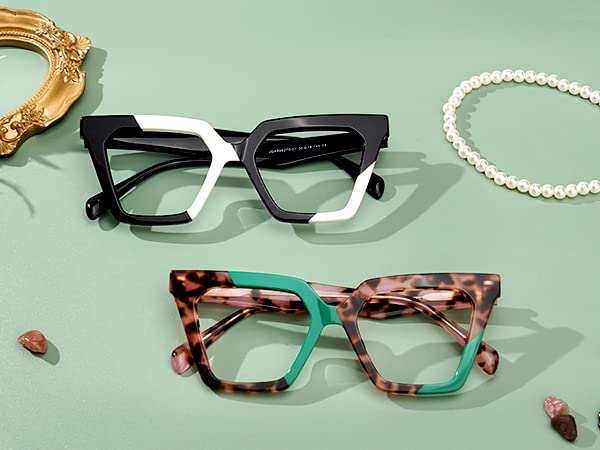 Image of VOOGLAM Tortoise Cat Eye Frame Blue Light Blocking Glasses,Fashion Glasses for Women Anti Eyestrain & UV
