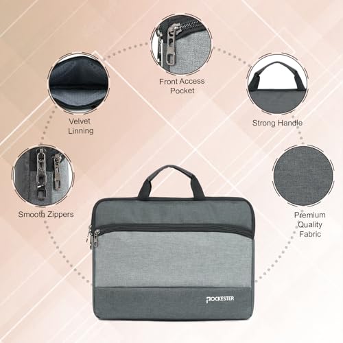 Image of Water Resistant Laptop Sleeve with Handle & Accessories pocket Universal compatible for 15 Inch to 15.6 inch Inches laptops Dell, HP, Lenovo, Asus and all other Notebook etc. (Dark Grey)