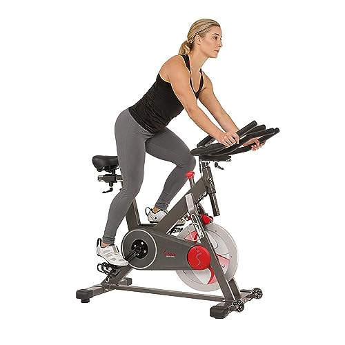 Image of Sunny Health & Fitness Magnetic Exercise Bike, 44LB Flywheel & 300LB Weight Capacity for Intensive Home Workout, Indoor Cardio Training w /4-Way Adjustable Seat, Optional Free SunnyFit App Connection