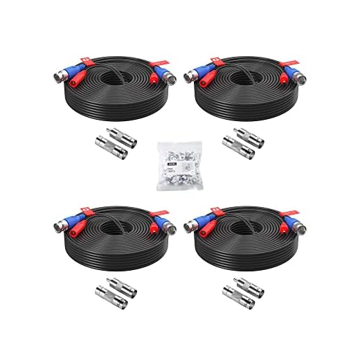 ZOSI 4 Pack 100ft (30 Meters) 2-in-1 Video Power Cable, BNC Extension Surveillance Camera Cables for Video Security Systems (Included 4X BNC Connectors and 4X RCA Adapters)