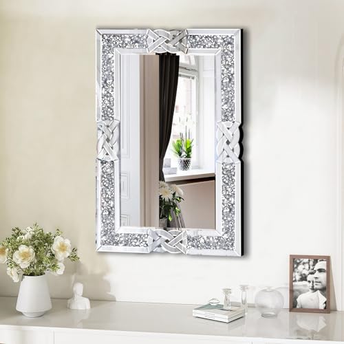 Jesmaikor Crushed Diamond Wall Mirror 24x36 Silver
