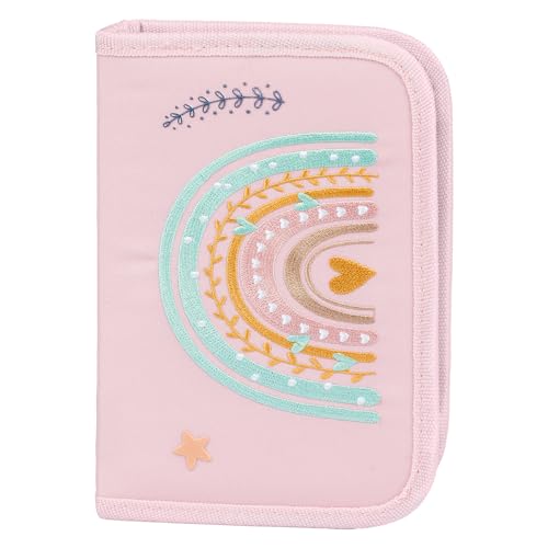 Baagl Federmäppchen für Mädchen - Schüleretui, Federtasche, Federmappe für Schreibwaren - Etui, Federpenal, Schulmäppchen (Regenbogen Rosa)
