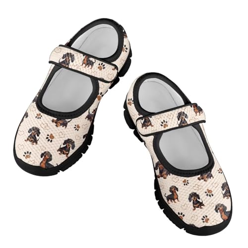 Girl's Animal Pattern Running Shoes Comfortable Flat Non Slip Comfort Mary Jane Shoes Magic Sticker Children's Sports Shoes