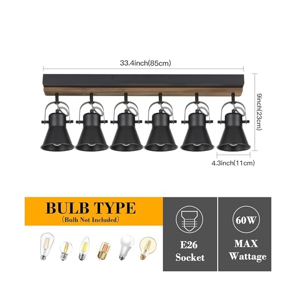Keesfu 6 light track lighting kitblack semi flush mount ceiling light with 6 rotatable light headsmodern farmhouse lighting for livingroombedroomhallwayart wallbathroomkitchen6 light  urban country home decor