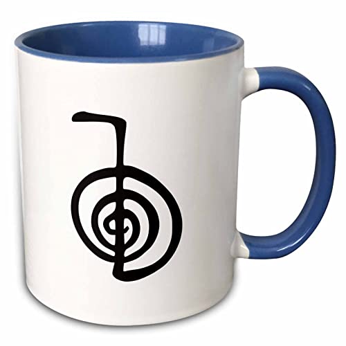 3dRose Reiki power symbol cho ku rei choku rei 15oz Two-Tone Blue Mug