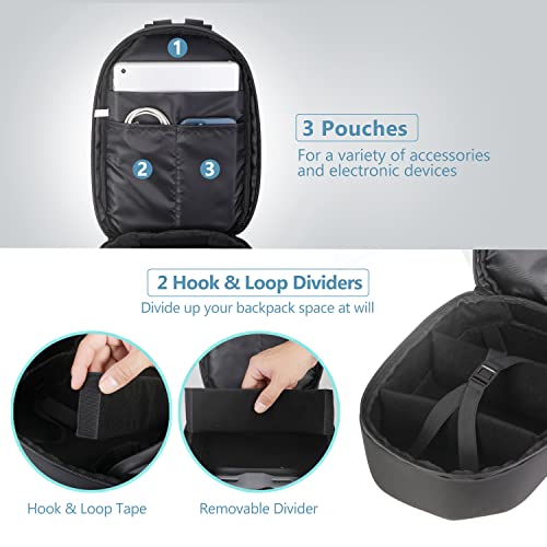 JSVER Carrying Case For DJI Mini Waterproof Shockproof Backpack Case Compatible with DJI Mini/Air/Mavic 1/AVATA Remote & Smart Controller, Propellers, Battery and Accessories - Thumbnail 3