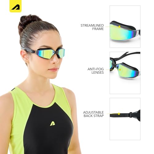 Image of Boldfit Swimming Goggles for Men & Women With Adjustable Strap, Swimming Goggles for Women Air Tight & for Adults With Ear & Nose Plug Set- Black