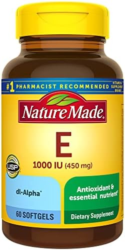 Vitamin E 450 mg (1000 IU) dl-Alpha Softgels, 60 Count