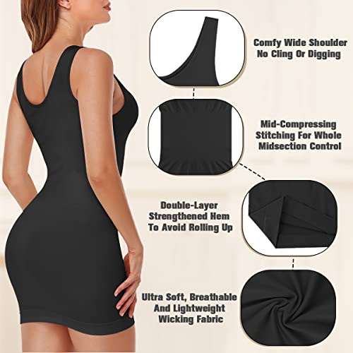 Euyzou Womens Tummy Control Dress Slip Shapewear For Under Dresses - Seamless Full Slip Slimming Body Shaper, Black Xl #TOP3