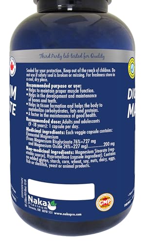 Naka Platinum Magnesium Bisglycinate, Superior Absorption, 200 Mg Pure Elemental Magnesium 300 count - Thumbnail 2