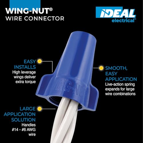 ideal electrical 30-454p wing-nut wire connector model 454 blue 25bag  large