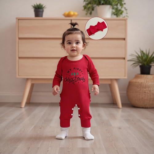 Infant Baby Girl Christmas Outfit Jumpsuit My First Christmas Embroidery Onesie Romper Bodysuit Newborn Fall Clothes4