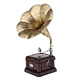 Material: Eisen perfk Vintage Grammophon Modell Retro Plattenspieler Schellackplatte Trichter Grammofon Tischdekoration - Golden