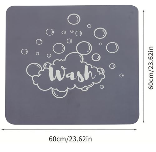 Image of Homecloud Non-Slip Washing Machine Mat - Durable Waterproof Protective Cover for Washer & Dryer, Dust-Resistant Mat Ideal for Laundry Room & Kitchen Appliances (Grey Wash)