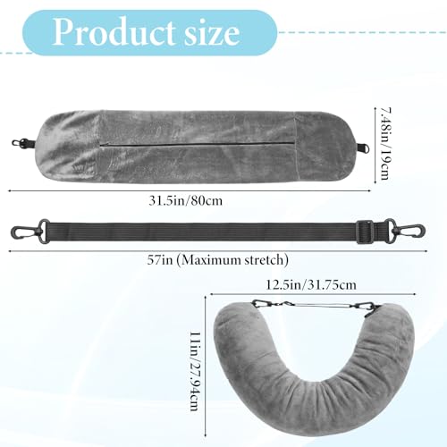 Qianyu Oreiller de voyage rembourré, coussin de voyage rembourré avec vêtements, sac de rangement réglable, pliable, oreiller d'avion pour bagages supplémentaires, coussin de repos multifonctionnel – Image 2