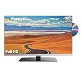SYLVOX 32-inch 12V TV with Built-in DVD Player, Smart TVfor RVs & Campers, 1080P FHD, Google OS, WiFi & Bluetooth, 2 HDMI, 2 USB, AC/DC Powerd, Frameless Design