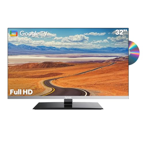 Image of SYLVOX 32-inch 12V TV with Built-in DVD Player, Smart TVfor RVs & Campers, 1080P FHD, Google OS, WiFi & Bluetooth, 2 HDMI, 2 USB, AC/DC Powerd, Frameless Design