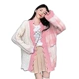 Version: lâche FBCAOZWT Pull Femme Gentle Wind Pull Manteau Cardigan Femmes Automne Large Niche Super Fée Cogné Haut À Manches Longues-Couleur Sakura-Le Code Moyen