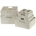 Sorbus Baskets for Organizing, 7-Piece Hand-Woven Storage Set (Beige)