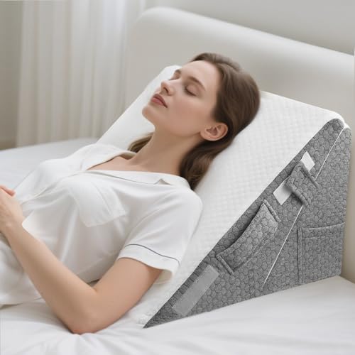 Gxpjycfob Coussin de Lecture, Coussin Triangulaire Réglable, Oreiller de Reflux Ergonomique avec Support Arrière, Coussin Incliné pour Lit et Canapé, 50 ×...