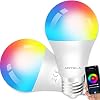ANTELA Smart dimbare LED lamp E27 9W 806 lm WiFi-Ledlamp RGB+2700-6500K, 15000 branduren mee, 2 pack