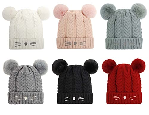 Infant Toddler Baby Knitting Hat Beanie Cap Knitted Hat Warm Winter Double Pom Pom Ball Knit Hats for Boys Girls (Light Green,One Size)3