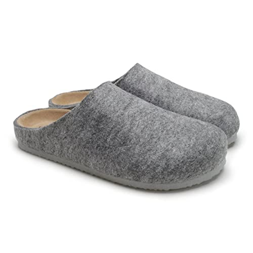 Pepstep Fashion Clogs Mules Sandals For Women, Felt Or Leather Suede Upper, Comfortable Slip On Cork Foot Bed, Memory Foam Insole, Perfect Trendy Shoes For Fashionable Ladies(8,Grey Felt) #TOP1