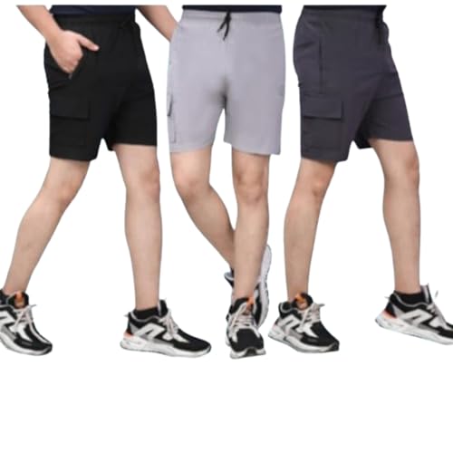 Image of VE RUN Men's Comfort Shorts, Regular Fit, with Zipper Pocket, Pack of 3