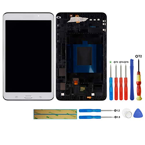 swark LCD Display Compatible with Samsung Galaxy Tab 4 SM-T230 T230 7.0 inch White with Frame Touchscreen Digitizer Assembly + Tools