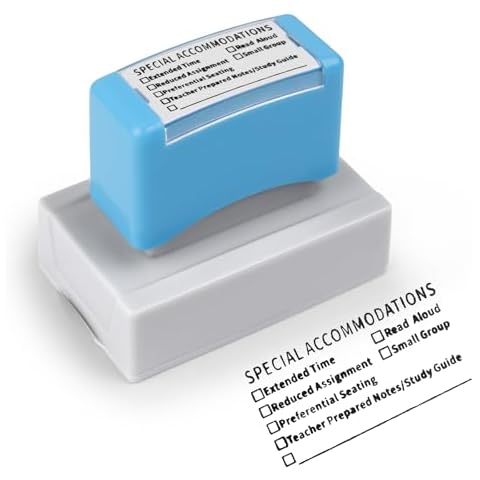 GONGDAO Special Accommodations Self Inking Stamp for Teachers SPED Modifications Rubber Stamp Teacher Back to School Teacher Stamps Teacher Must Haves Dormitory Supplies (Blue) Cover
