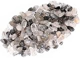 ZenQ 1 lb Black Rutilated Quartz Crystal Chips, Tumbled Stone Chips