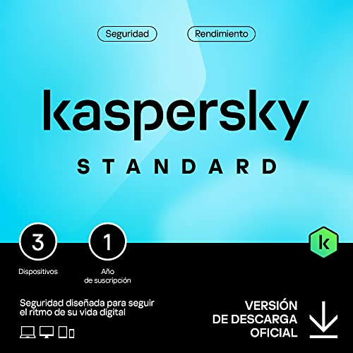 Kaspersky Standard Anti-Virus 2025 | 3 dispositivos | 1 año | Seguridad Avanzada | Protección Bancaria en línea | Optimización del rendimiento | PC/Mac/Móvil | Código por email
