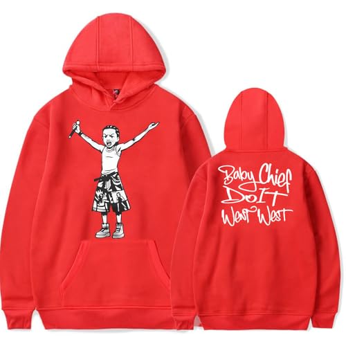 Photo de RYSXJLX BabyChiefDoit Sweat à capuche à manches longues avec logo WENT WEST 2025 pour femmes et hommes, Rouge, XXL
