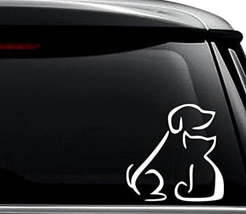 KREEPO Pet Lover Dog Cat Vinyl Decal Stickers use for car Truck Motorcycle in Window Bumper Decor Stickers Self-Adhesive Size (6X6INCHE) White