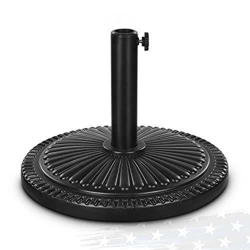 Image of FRUITEAM 15 inch 26.5 lbs Round Patio Umbrella Base Pre-Filled Umbrella Stand Sun-Flower-Pattern Heavy Duty Market Umbrella Base Stand for Patio, Outdoor, Swimming Pool, Black