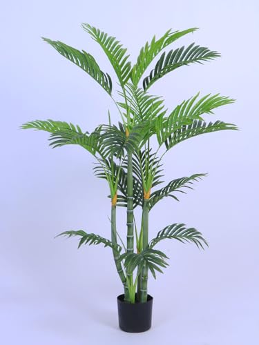 Image of ARICK DECOR 4.3Ft Artificial Golden Areca Palm Plant in Black Pot, 4.3ft Large Faux Tropical Palm Tree for Home Decor, Office, Living Room & Corner Accent