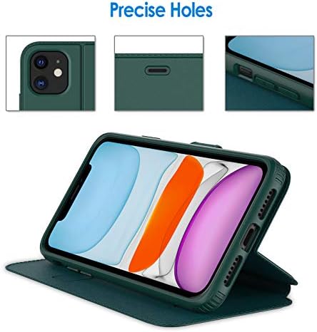 JETech Case Compatible with iPhone 11 6.1-Inch, Shockproof Leather Wallet Case with Magnetic Flip Cover and Stand Feature, Peacock
