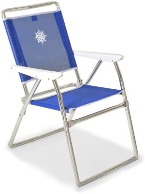 FORMA MARINE Beach Chair Folding Aluminum Lightweight Blue Textilene for Outdoor Camping Classic PA160B