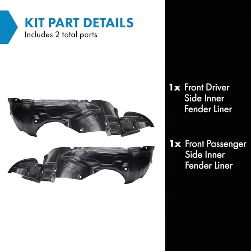 Image of TRQ Front Inner Fender Liner Set Compatible with 1993-1997 Toyota Corolla TO1248104 TO1249104
