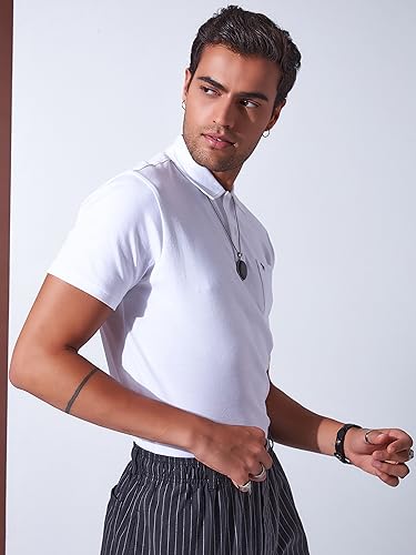 Image of Men's Solid Polo Collar Casual T-Shirt with Pocket | Cotton Polo Collar Half Sleeves Solid T-Shirt | Slim Fit Polos
