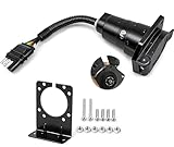 New Sun 4 Pin to 7 Pin Trailer Adapter 4 Way Flat to 7 Way Round RV Trailer Blade Socket Adapter with Mounting Bracket